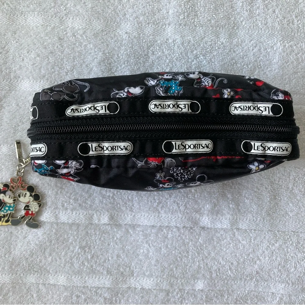 Lesportsac Disney Store Mickey Loves Minnie Cosmetic Pouch w Keychain Like NEW - Picture 5 of 8